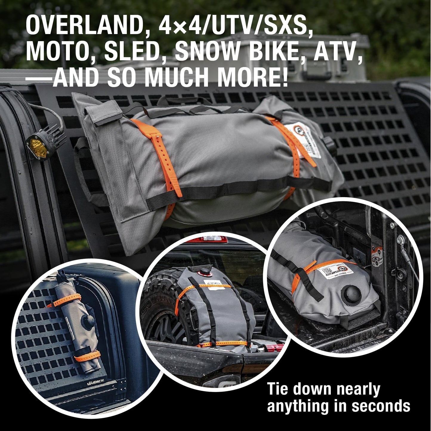 Giant Loop Pronghorn Straps, Multi-Purpose Cargo Straps with Virtually Unbreakable Fasteners, 32" Orange, 2-Piece Pack