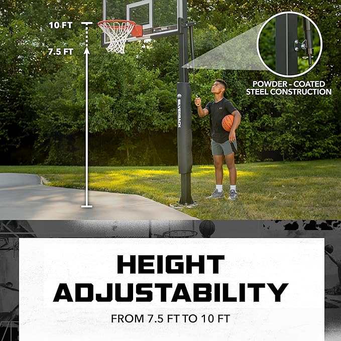 Silverback In-Ground Basketball Hoops, Adjustable Height Tempered Glass Backboard and Pro-Style Flex Rim. - Multiple Styles Available
