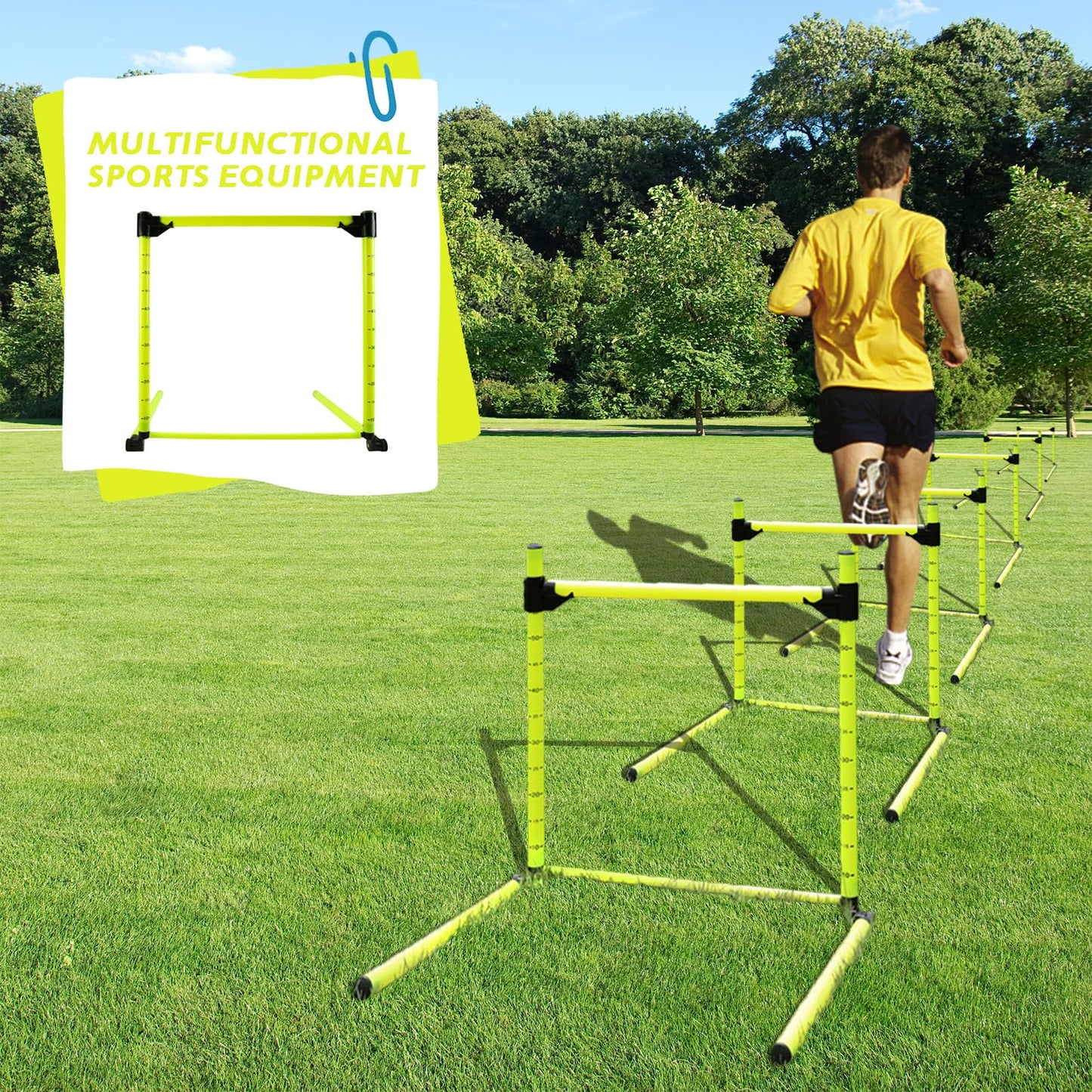 3PC Adjustable Hurdles with 3 Carring Bags, Detachable Agility Training Equipment with Scale, Football Practice Hurdle, Indoor & Outdoor Jumping Speed Hurdles for Athletes, Soccer, Basketball
