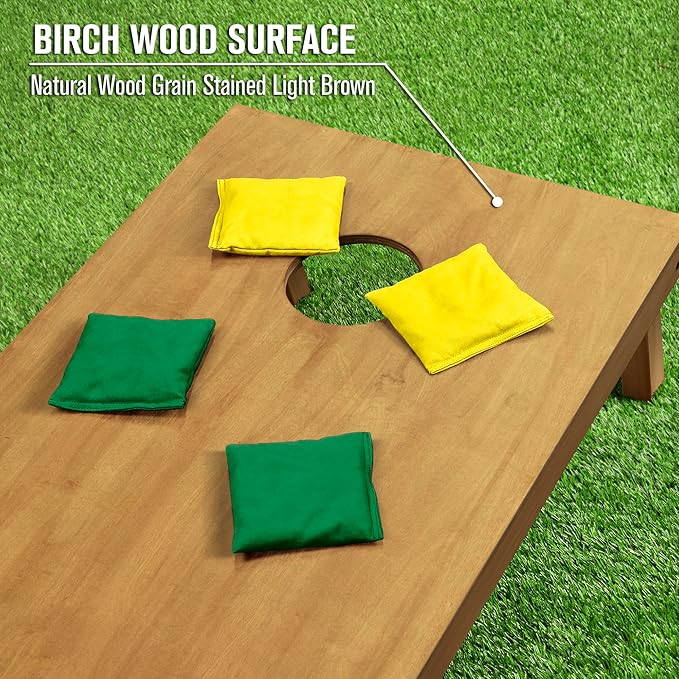 GoSports 4 ft x 2 ft Regulation Size Wooden Cornhole Boards Set - Includes Carrying Case - Full Regulation Size Bean Bag Toss Boards