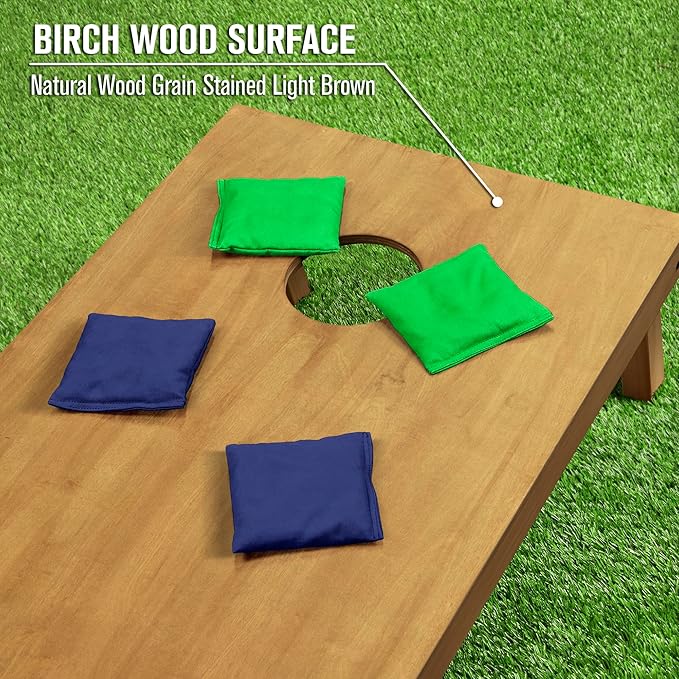 GoSports 4 ft x 2 ft Regulation Size Wooden Cornhole Boards Set - Includes Carrying Case - Full Regulation Size Bean Bag Toss Boards