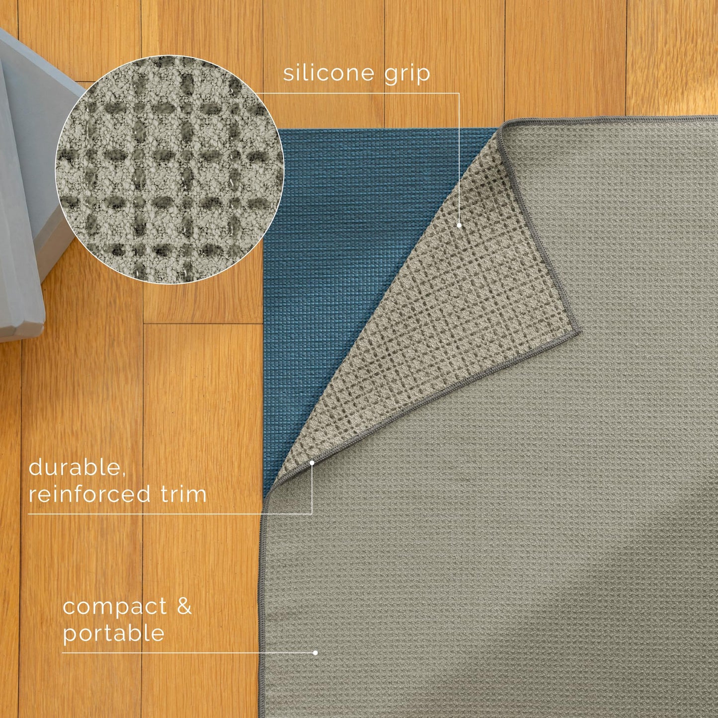 S&T INC. Yoga Mat Towel with Non-Slip Grip, Enhanced Silicone Grip, Soft and Absorbent for Gym, Pilates, and Hot Yoga Mat, 2 Pack, 24 inches x 72 inches, 340GSM, Pink and Grey