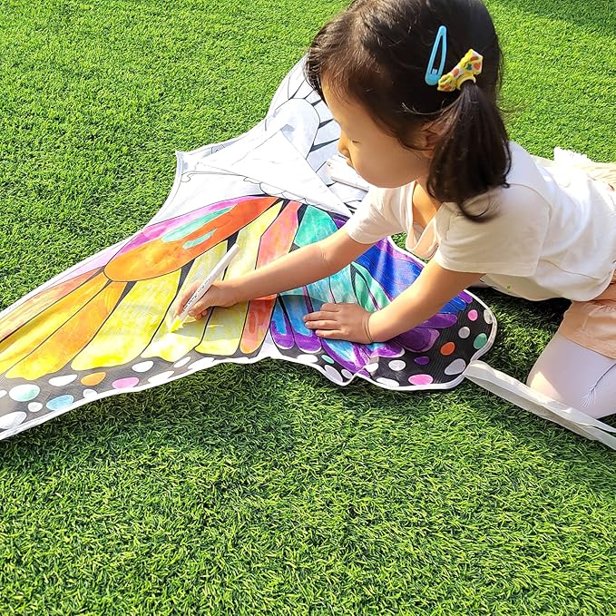 Simxkai Butterfly Kite for Kids & Adults, Easy to Fly Blue Big Kite for Beginners, Line Handle Included (1Pack 2Pack)