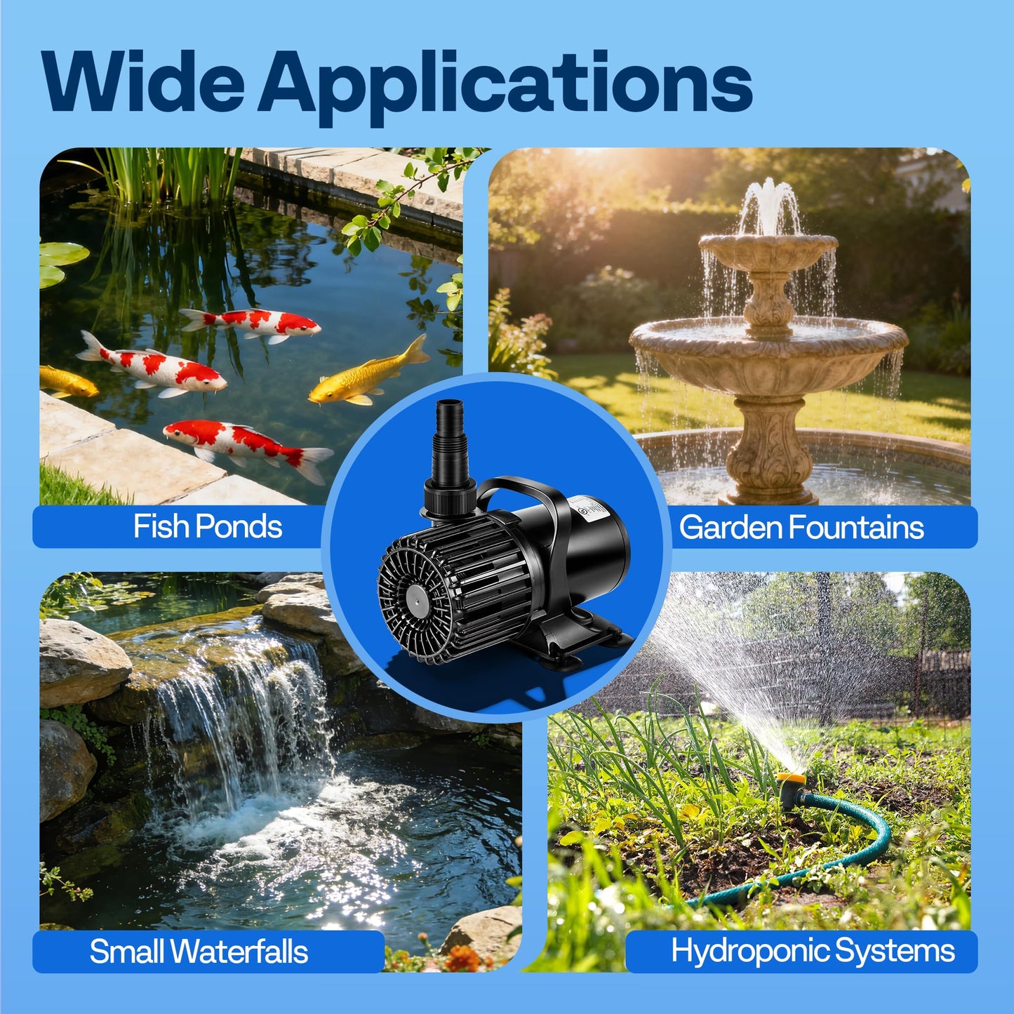 VIVOHOME Electric 175W 3000GPH Submersible Water Pump for Koi Pond Pool Waterfall Fountains Fish Tank and Aquarium