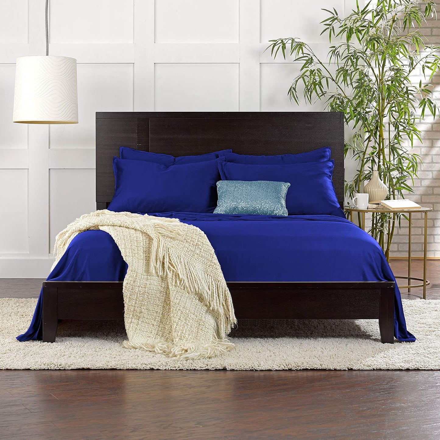 Pure Bamboo Twin Sheets - Luxuriously Soft & Cooling 100% Organic Viscose Bed Set | Cobalt Blue, Double Stitching