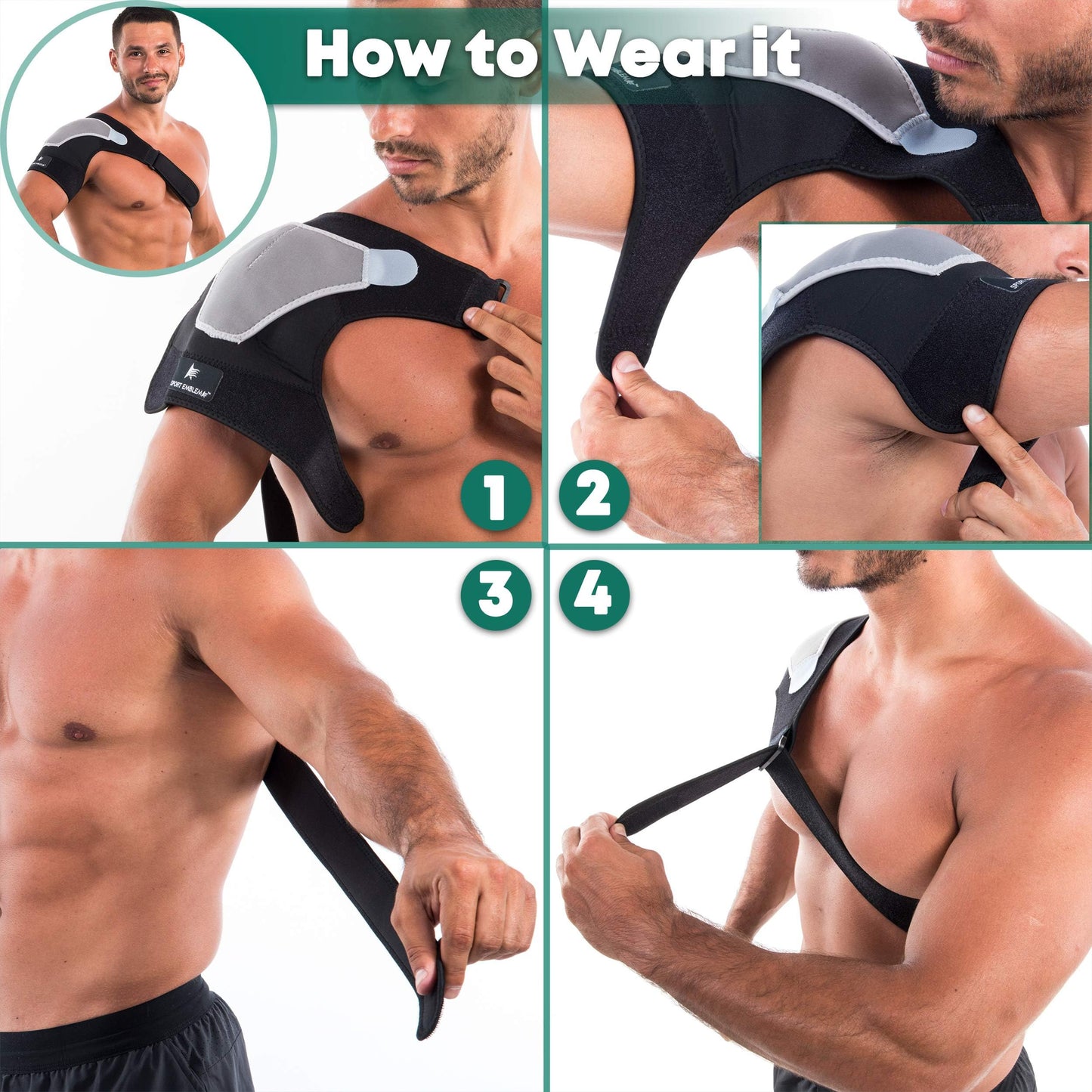 Rotator Cuff Shoulder Brace for Pain Relief & Support - Adjustable Arm Sling Immobilizer for Torn Rotator Cuff, Shoulder Injury, Post-Surgery Recovery - Compression Support Sleeve for Men & Women (S-M)