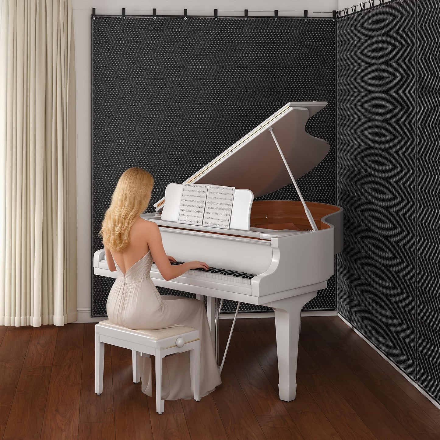 petour Soundproof Blanket for Door 4PCS, 96" x 80" Heavy Duty Acoustic Sound Dampening Blanket with Metal Grommets, Noise Reduction & Light Blocking for Studio, Room, Basement (96" x 80")