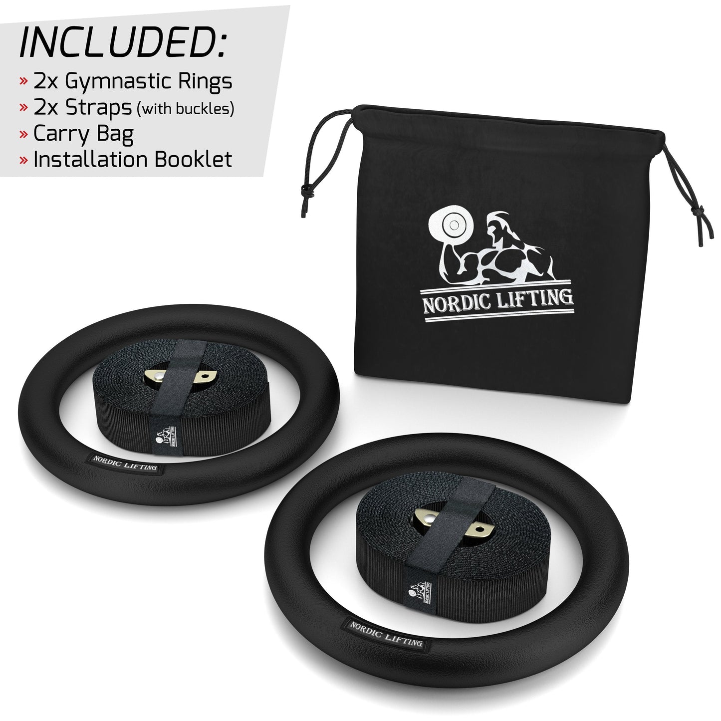 Nordic Lifting Gymnastic Rings with Straps – Heavy Duty Rings for Crossfit, Gymnastics, and Strength Training – Olympic Home Gym Equipment