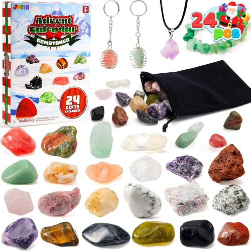 JOYIN Christmas Advent Calendar - 24 Days of Gemstones Countdown | Fun Gifts for Kids & Classroom Prizes