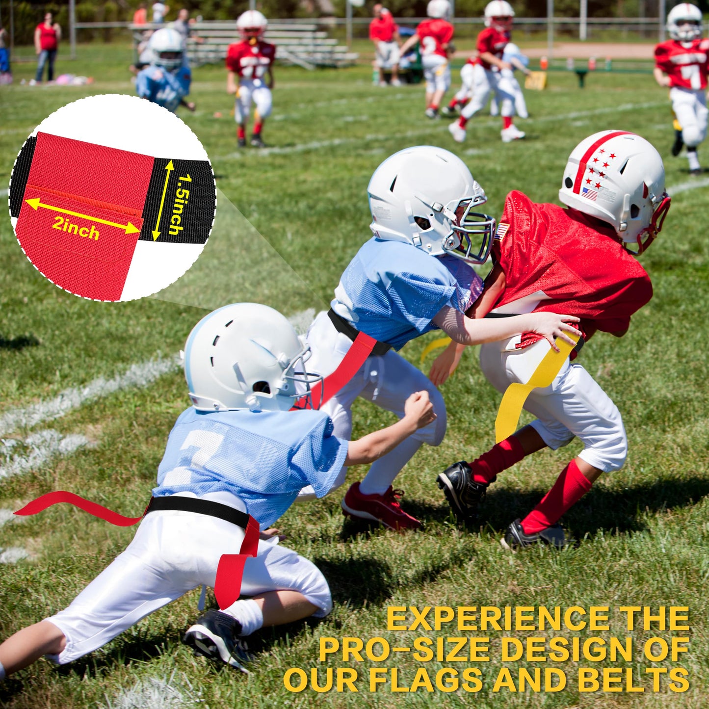 MIUONO Flag Football Belts, Flag Football Set for Adults Kids and Youth, Flag Football Flags for 28 Players Training and Competition Equipment