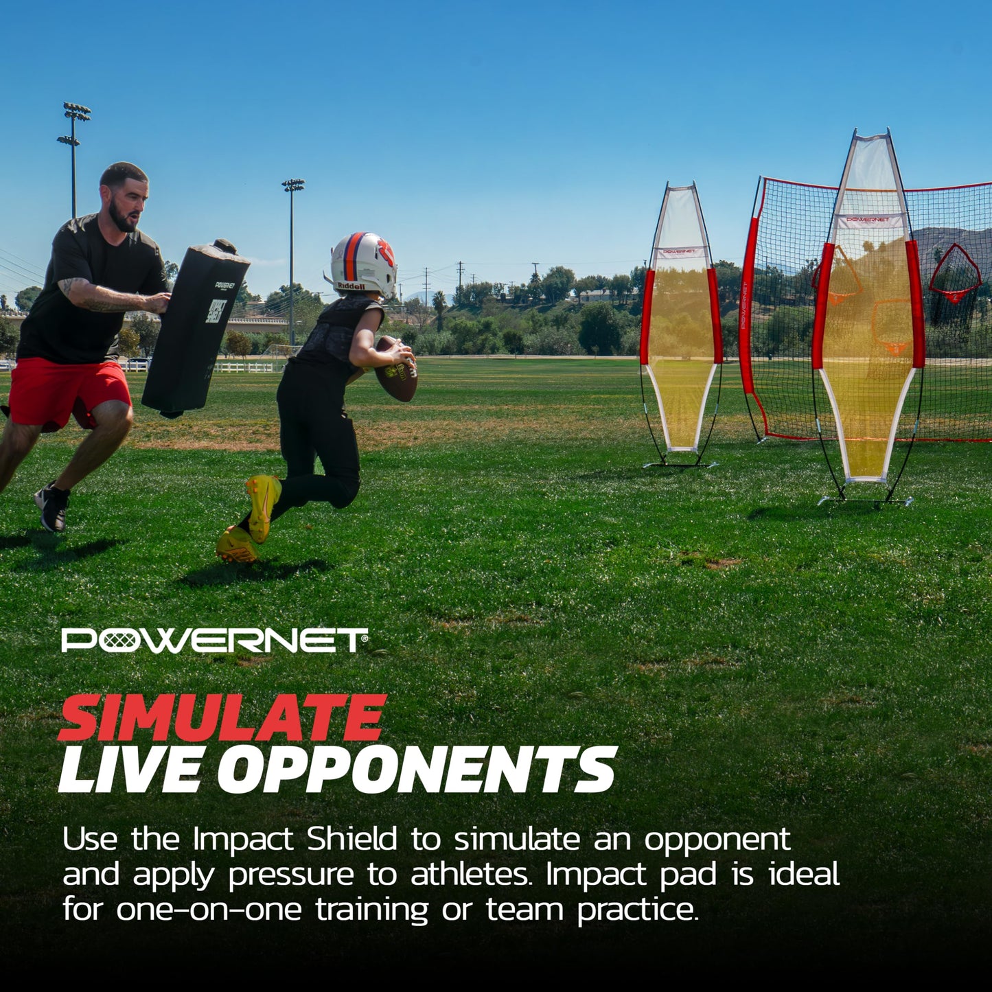 PowerNet Impact Shield, Heavy Duty Impact Pad for Contact Sports - Football, Basketball, Soccer, Rugby & Martial Arts Training Equipment, Durable Sports Pad with Multi-Handle Grips