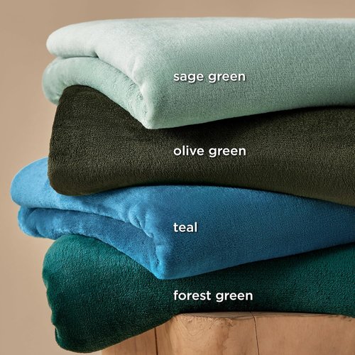 Bedsure GentleSoft Fleece Blanket - Cozy Emerald Green Queen Size Microfiber, 90x90 Inches