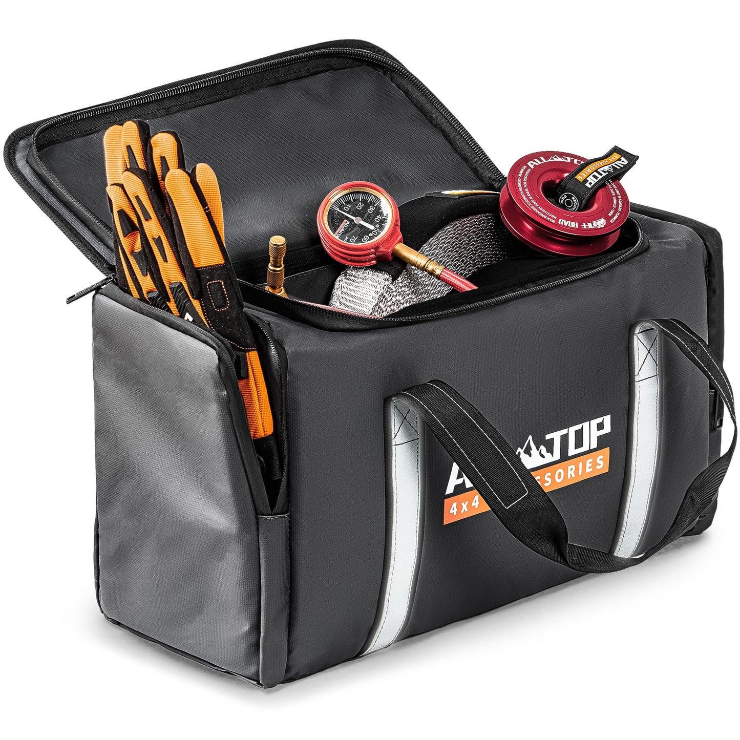ALL-TOP Recovery Pack Bag, Water-Resist Tool Organizer for Offroad Gear & Overland Equipment, Standing Zippered Waterproof Storage Tote, Black Empty
