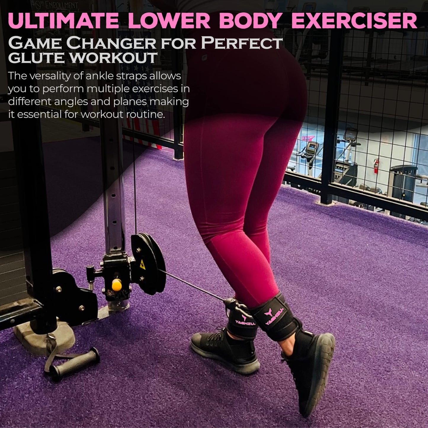 YAGHZU Ankle Straps for Cable Machines Women, Glute Kickback Cable Machine Attachments, Gym Ankle Cuffs, Wrist Cuffs for Workout, Leg Training Accessory, Fitness Gear for Home or Gym