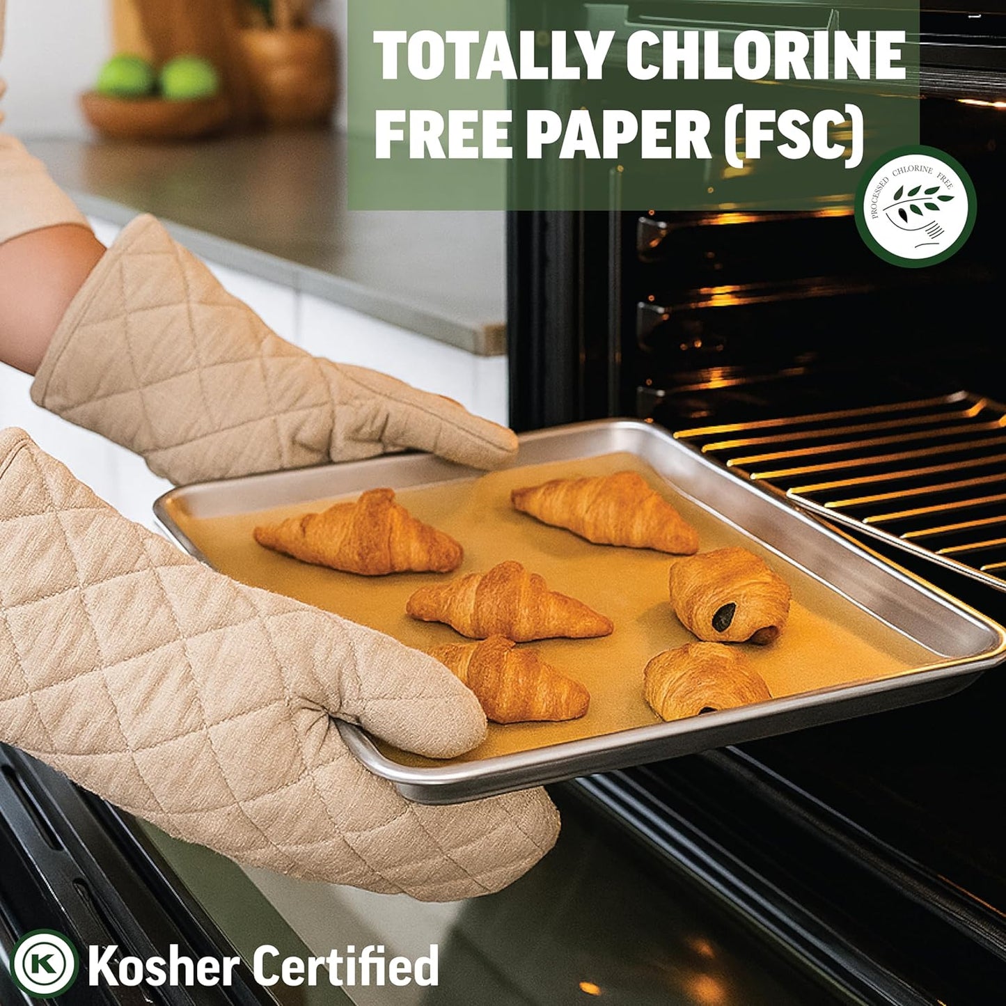 Zenlogy Large Unbleached Parchment Paper Liners - 18x26 (1000 Sheets) for High Heat Baking