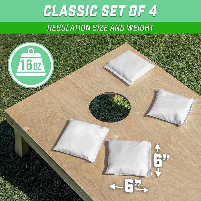 GoSports Classic Cornhole Bean Bags Set of 4-16 Colors Available - Regulation All Weather, Mix and Match