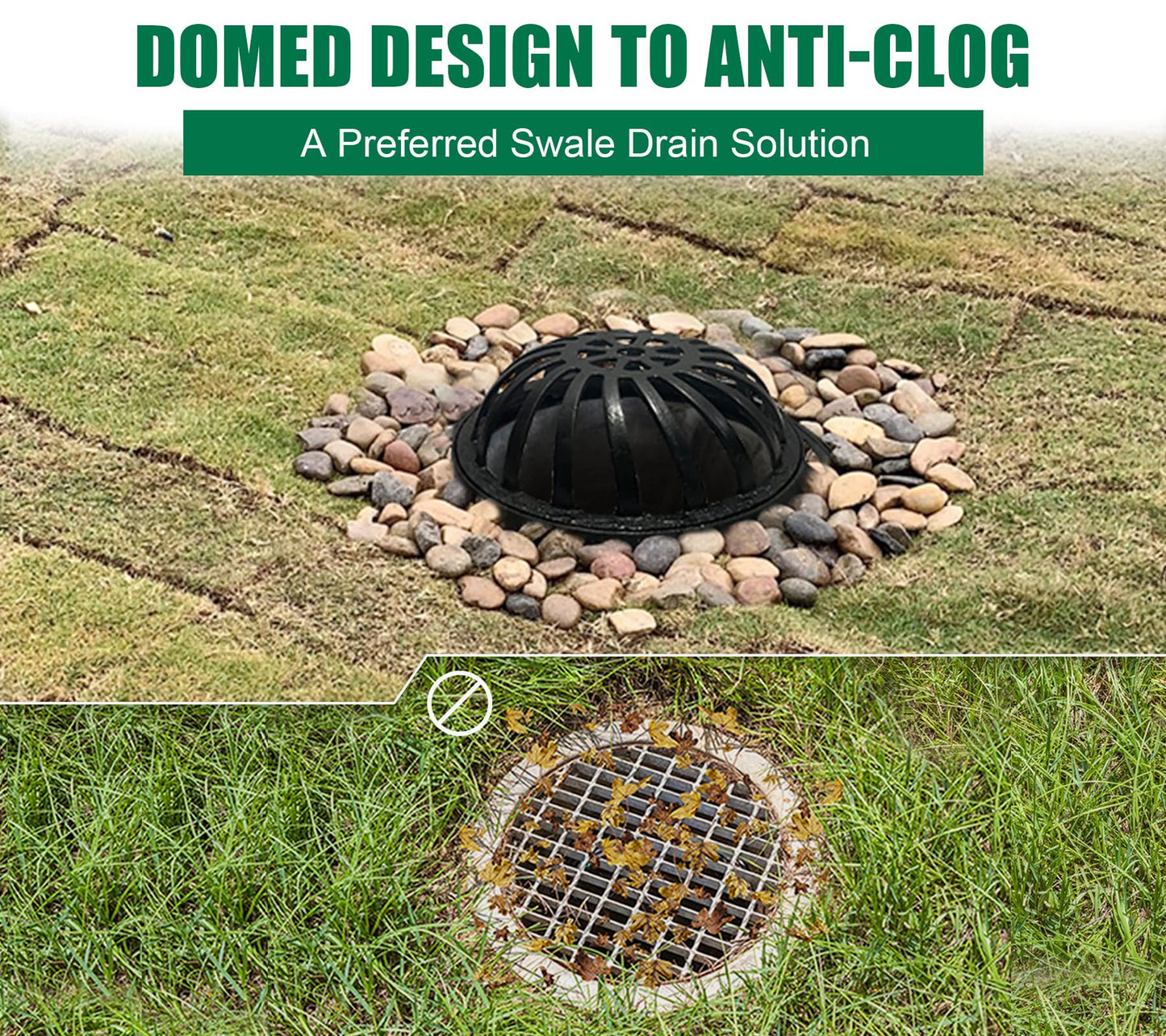 Natotela 20in Ductile Iron Atrium Drain Grate with Hinge and Frame, Dome Metal Overflow Relief Gully Grate with Bolted Down Base, Cast Iron Sewage Drain Grates for Garden,Yard,Lawn(Overall Size 23")