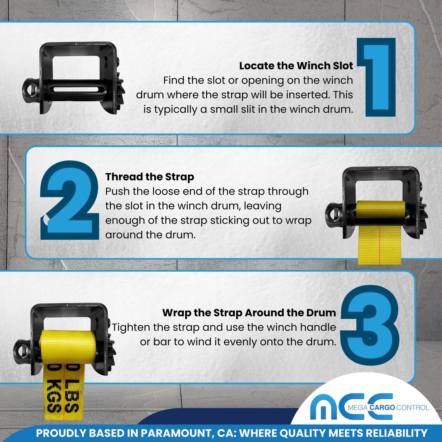 Mega Cargo Control 5 Pack Weld-On Trailer Winches, 140 MM Profile - 5,000 Load Limit, Heavy Duty Flatbed Tie Downs