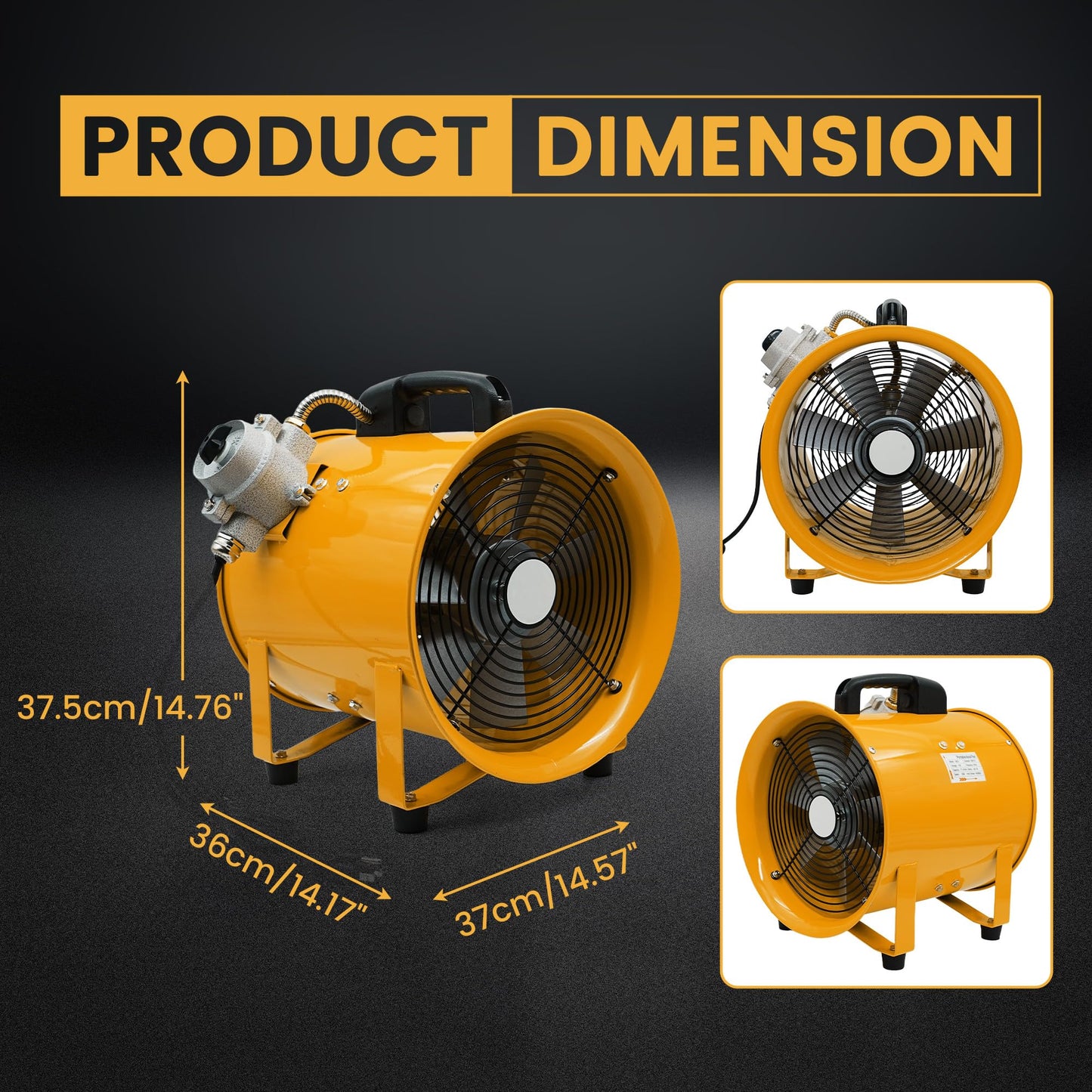 dreamdragon 12 Inch Explosion Proof Fan, 3450 RPM Industrial Ventilator with 550W Motor, 110V 60Hz, for Hazardous Locations, Paint Booths & Chemical Plants