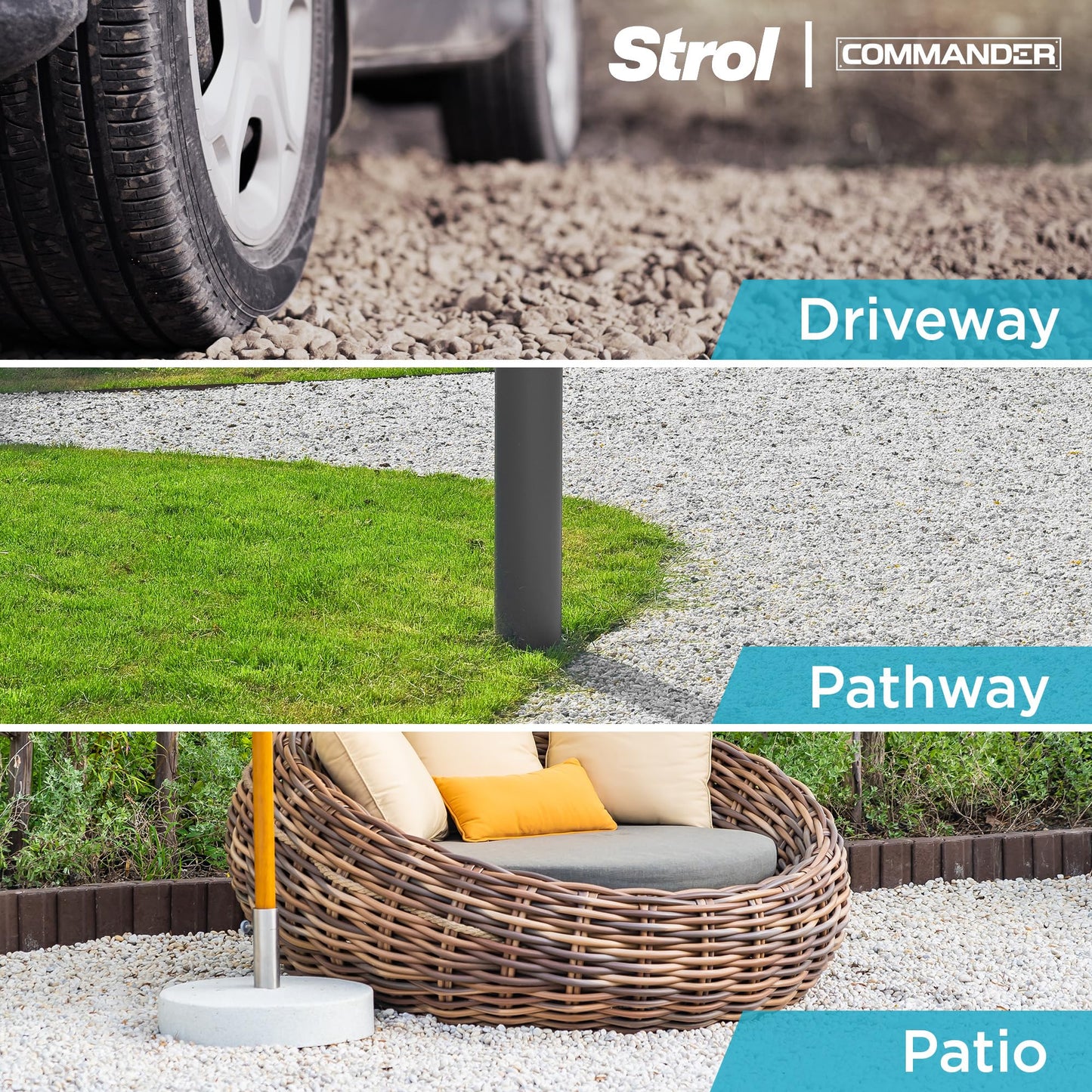 Strol PebbleLock Interlocking Permeable Paver Grid - Heavy-Duty Plastic Gravel Stabilizer Panels for Driveways, Parking Pads, Outdoor Flooring, Landscape Edging, Mud Control - 12-Pack (64 sq ft)