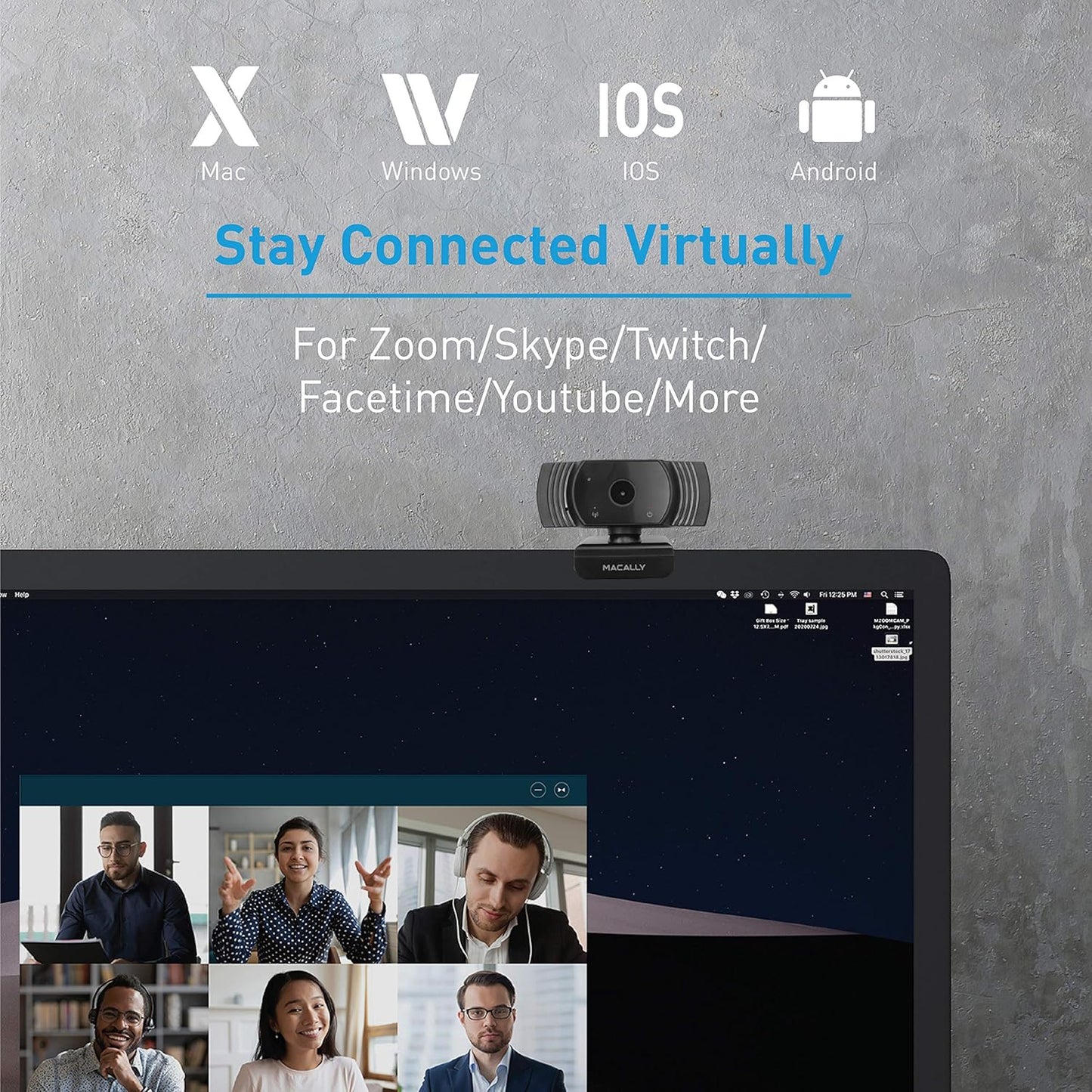 Macally 1080P 120 30FPS Webcam with Microphone - Stay Connected Virtually - Wide Angle HD USB Computer Camera