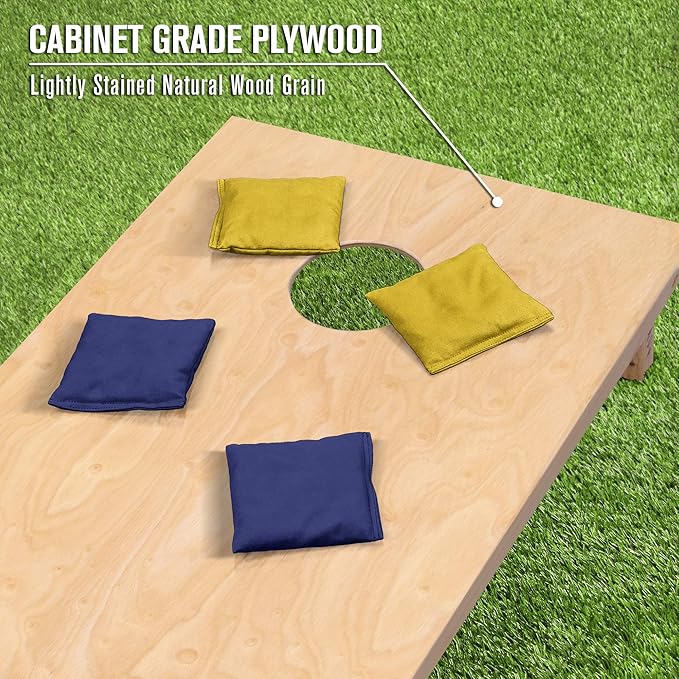 GoSports Regulation Size Wooden Cornhole Set with Natural Wood Finish - Includes Carrying Case