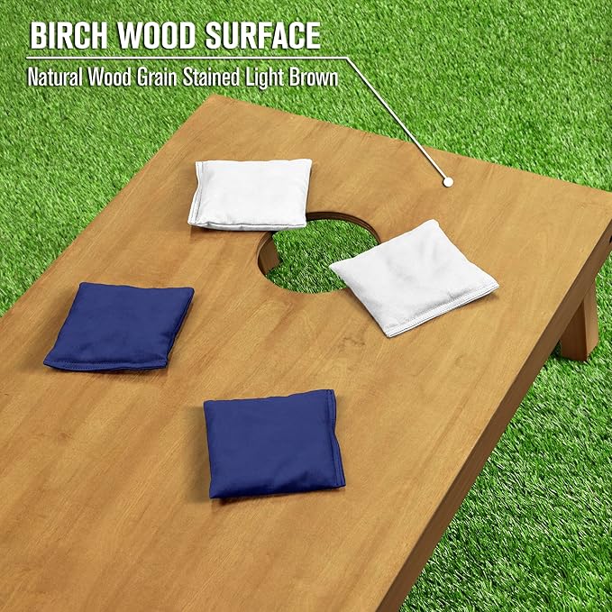 GoSports 4 ft x 2 ft Regulation Size Wooden Cornhole Boards Set - Includes Carrying Case - Full Regulation Size Bean Bag Toss Boards