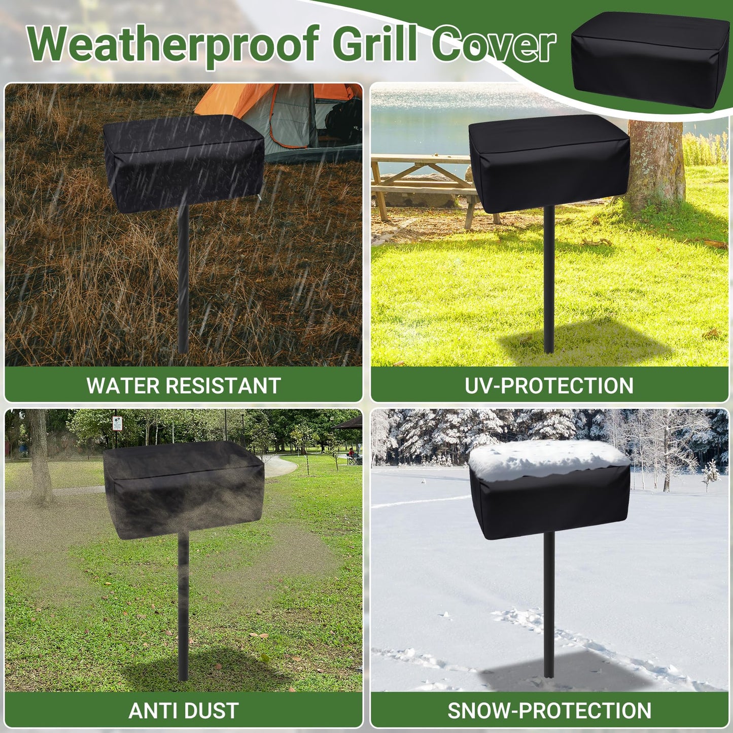 Toriexon Park Grills, 384 Sq. In, Park Style Charcoal Grill, Heavy Duty In Ground Park Grill with Stainless Steel Cooking Grate and Cover for Commercial and Outdoor Cooking 25.5'' L x 17'' W x 11'' H