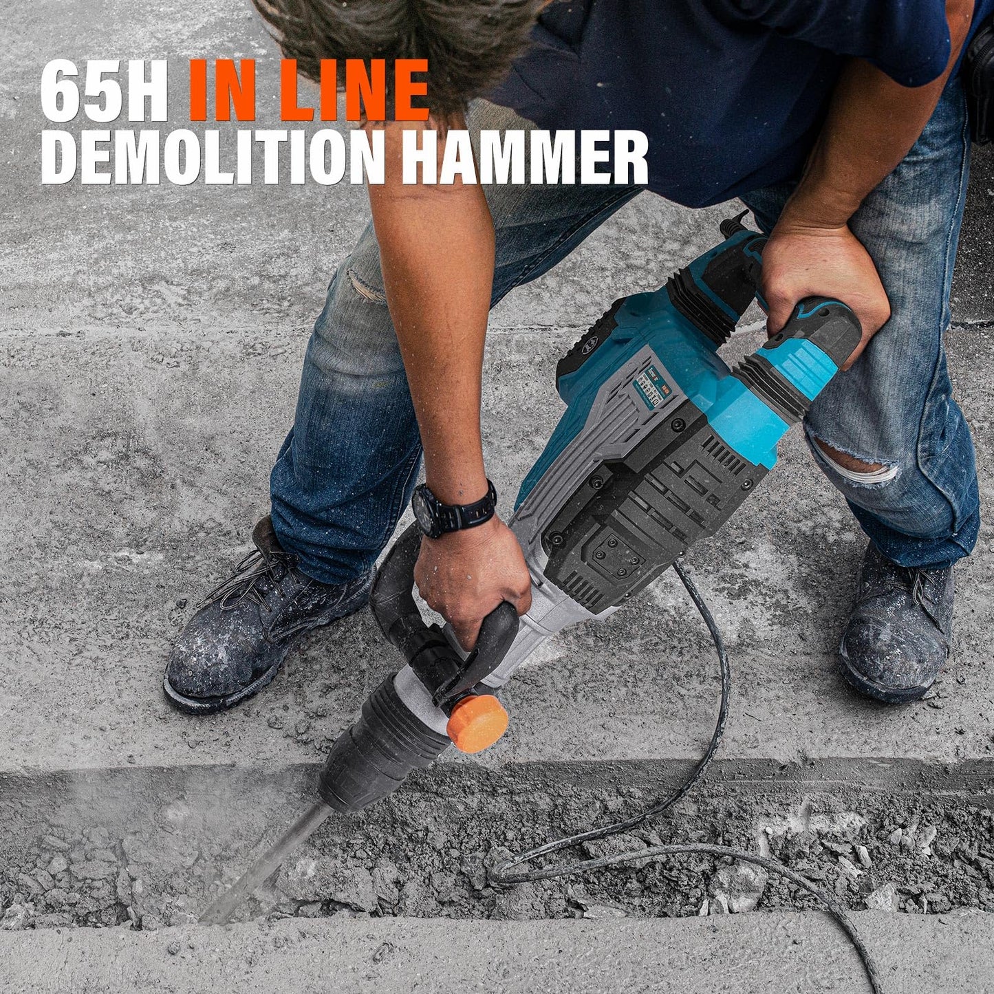 Berserker 1700W 25-Pound SDS-Max Demolition Jack Hammer, 1-9/16" 14-Amp Corded Electric Heavy Duty Demo Chipping Hammer Concrete/Pavement Breaker with Carrying Case Flat Chisel Bull Point Chisel