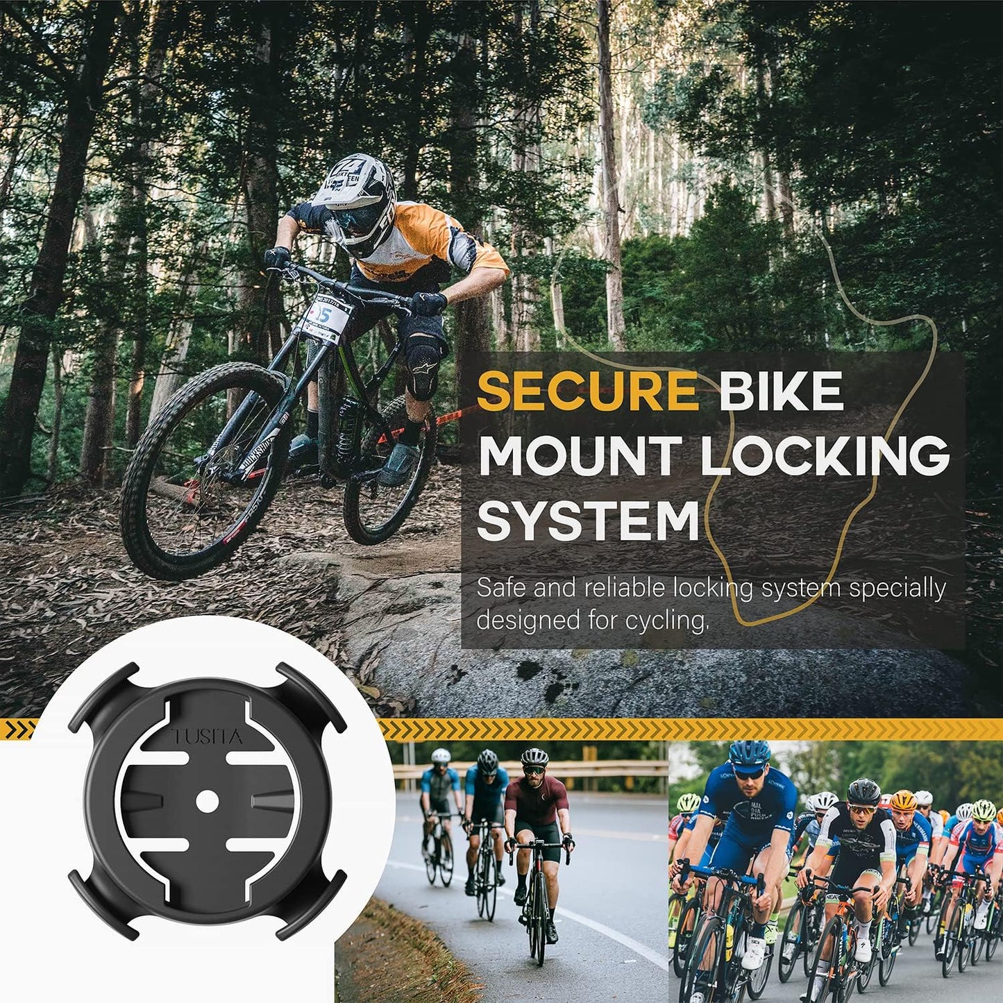 TUSITA Quarter-Turn Bike Mount Compatible with Garmin | XOSS G/G+ | iGPSPORT Bike GPS Computer