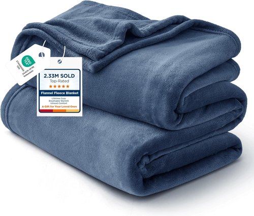 Bedsure GentleSoft Fleece Blanket - Cozy California King in Mineral Blue, 102x96 Inches