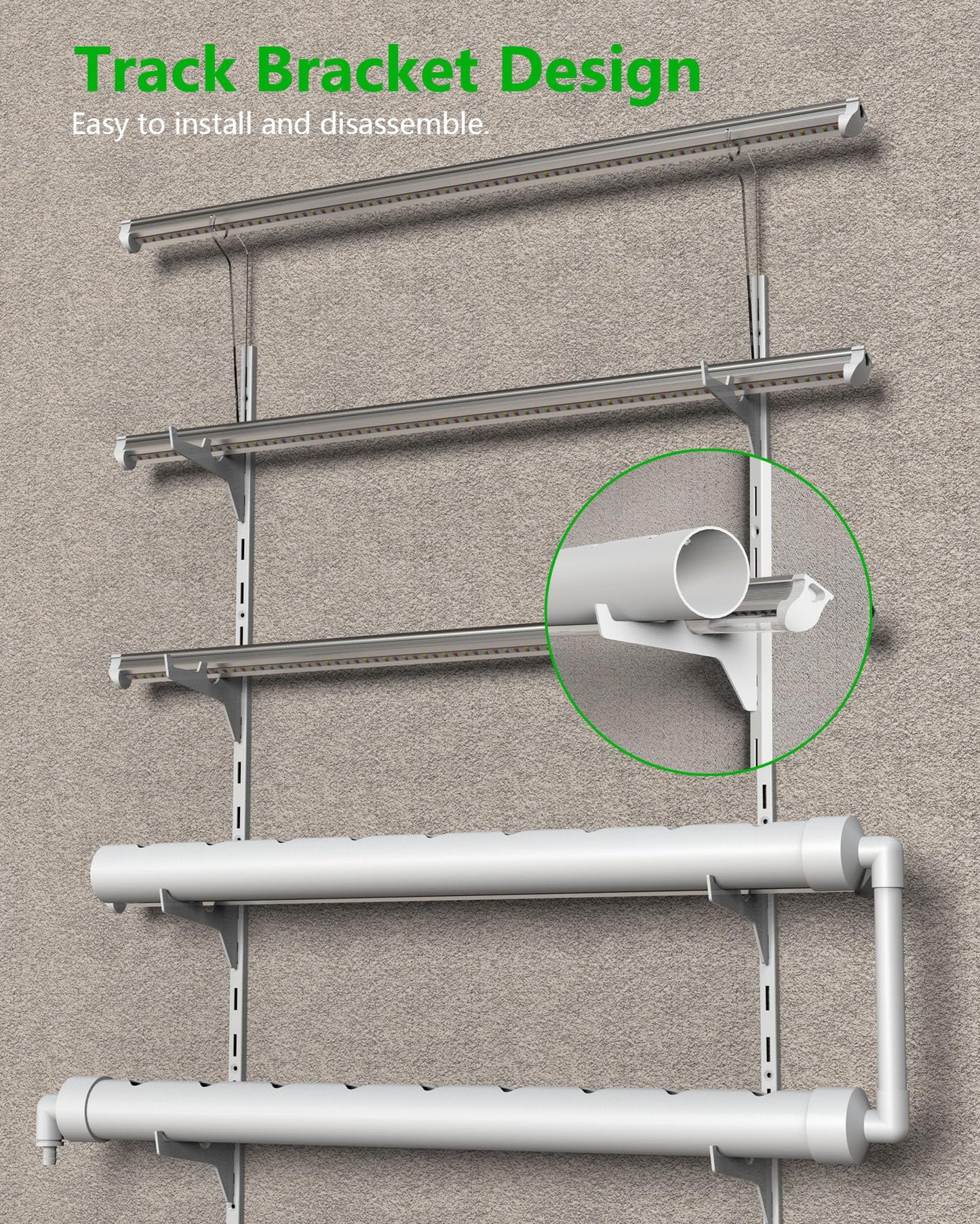 NFT Hydroponics Growing System，36 Pods Wall-Mounted Indoor Garden，Full Spectrum Grow Lights and Powerful Water Recycling System，Opaque PVC-U Hydroponic Pipes，Suitable for Leafy Greens