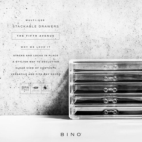 BINO The Manhattan Series Acrylic Makeup Drawer Organizer - 5 Clear Drawers for Beauty & Jewelry Storage