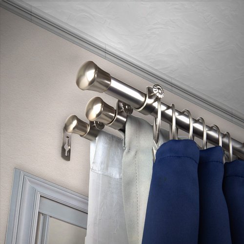 13/16" Triple Curtain Rod 28-48 inch - Satin Nickel