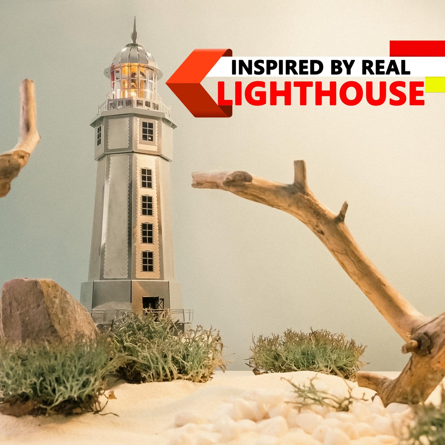 METAL-TIME 3D Architecture Metal Model Electrical Lighthouse DIY Construction Kit | Lighted Kit Assembly & Disassembly | Stainless Steel Improve Thinking 3D Puzzles Sailors Companion
