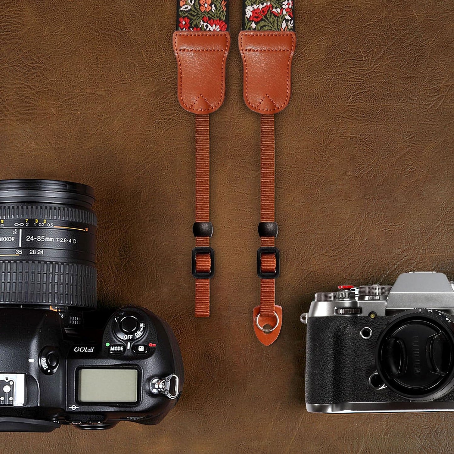 Ends,2" Padwa Lifestyle Green Flower Camera Strap for All DSLR Cameras,Double Layer Cowhide Wide Pure Cotton