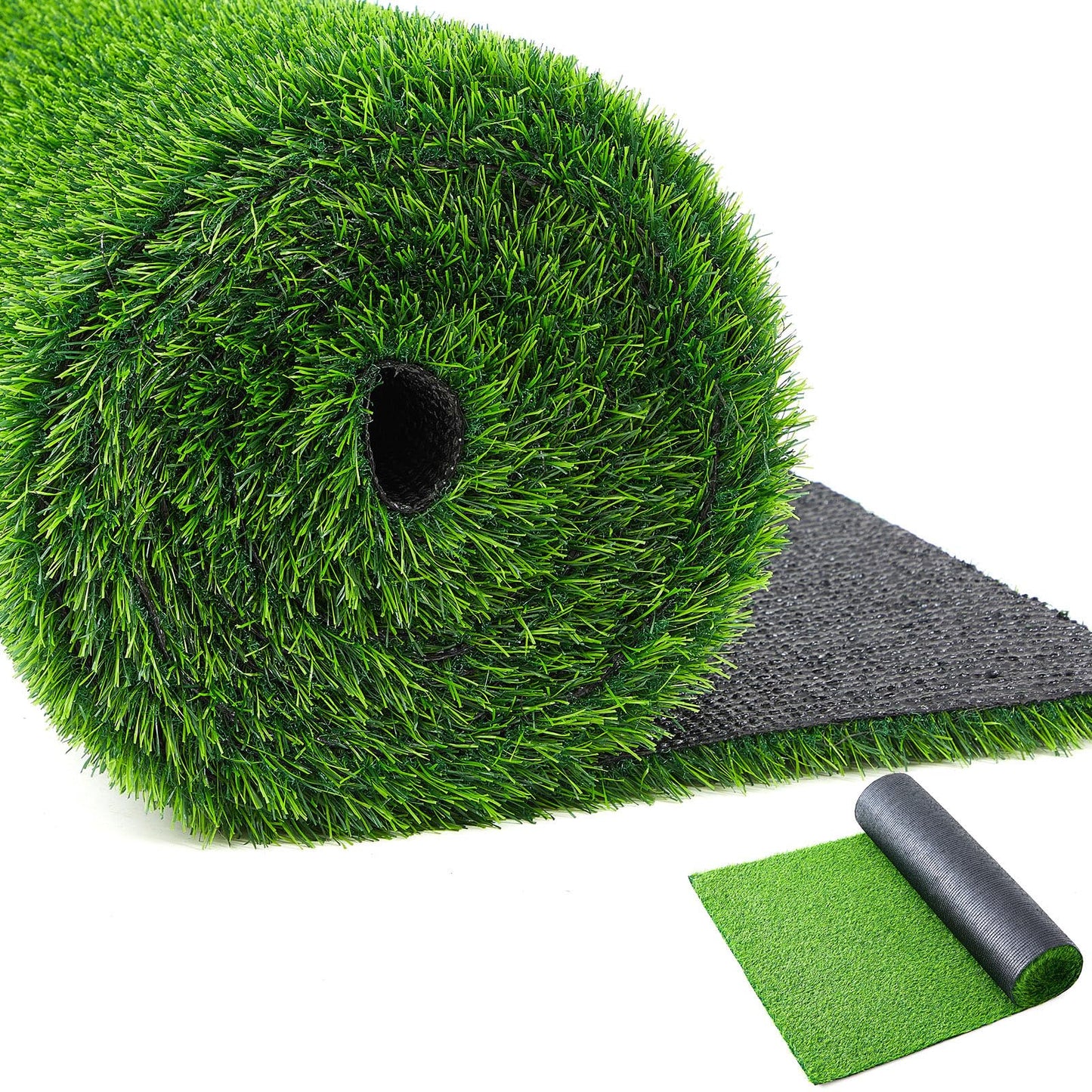 Nuanchu Artificial Grass Turf 8ft X 16ft, 128 Square Ft, 0.8" Artificial Grass Rug Extra Large Outdoor Indoor Green Carpet with Drain Holes for Dogs, Patio, Balcony, Backyard