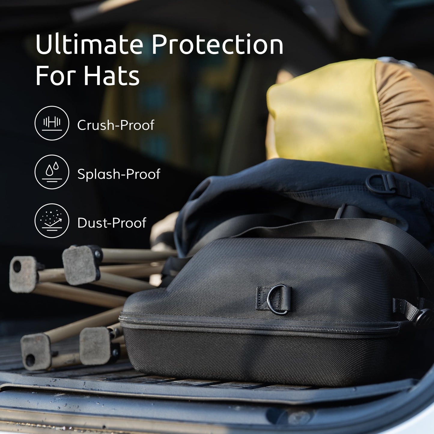 OZUECCR Hard Hat Travel Case – Storage for Baseball Caps with Carrying Handle and Adjustable Shoulder Strap, Hat Organizer Protects up to 6 Hats, for Travel and Home Storage (Blue+Blue)
