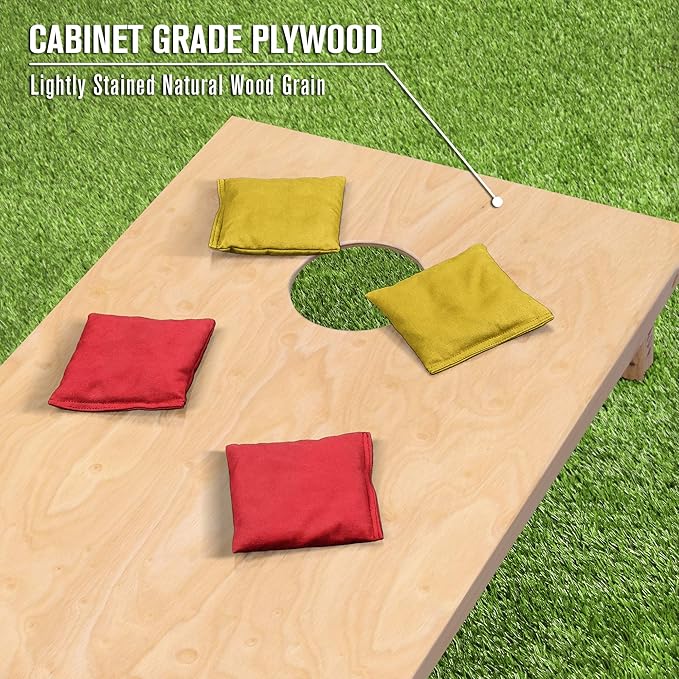GoSports Regulation Size Wooden Cornhole Set with Natural Wood Finish - Includes Carrying Case