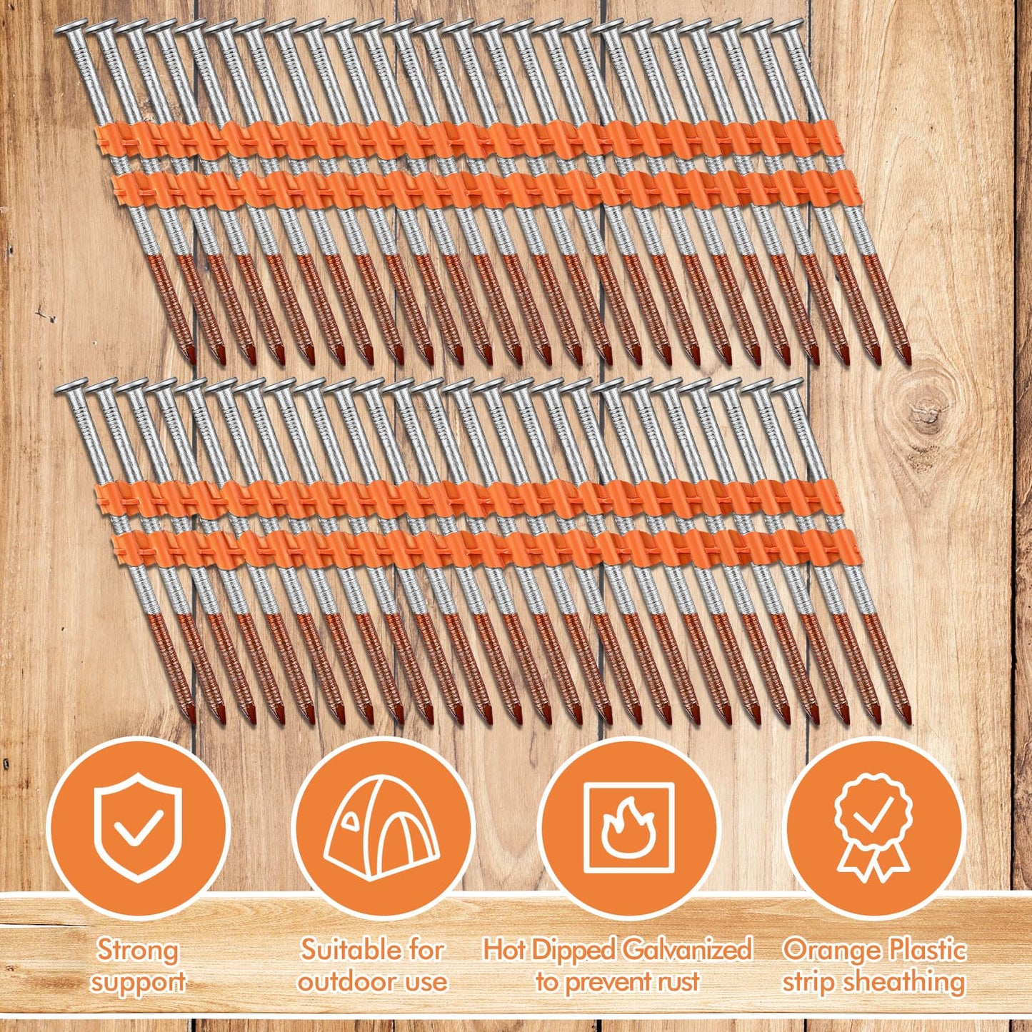 MorningRo 3000 Counts Hot Dipped Galavanized Framing Nails, 3 x 0.12 Inch, 21 Degree Round Head, Ring Shank for Use in All Pressure Treated Lumber