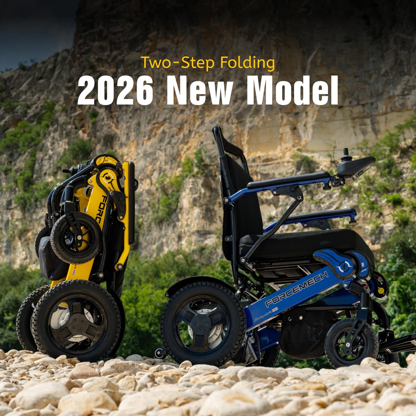 Forcemech All Terrain Electric Wheelchairs for Adults Lightweight Foldable 2026 New Model Navigator Pro - Power Motorized Wheelchair Airline Approved 18 Miles, Electric Wheelchair 400 Lbs Capacity
