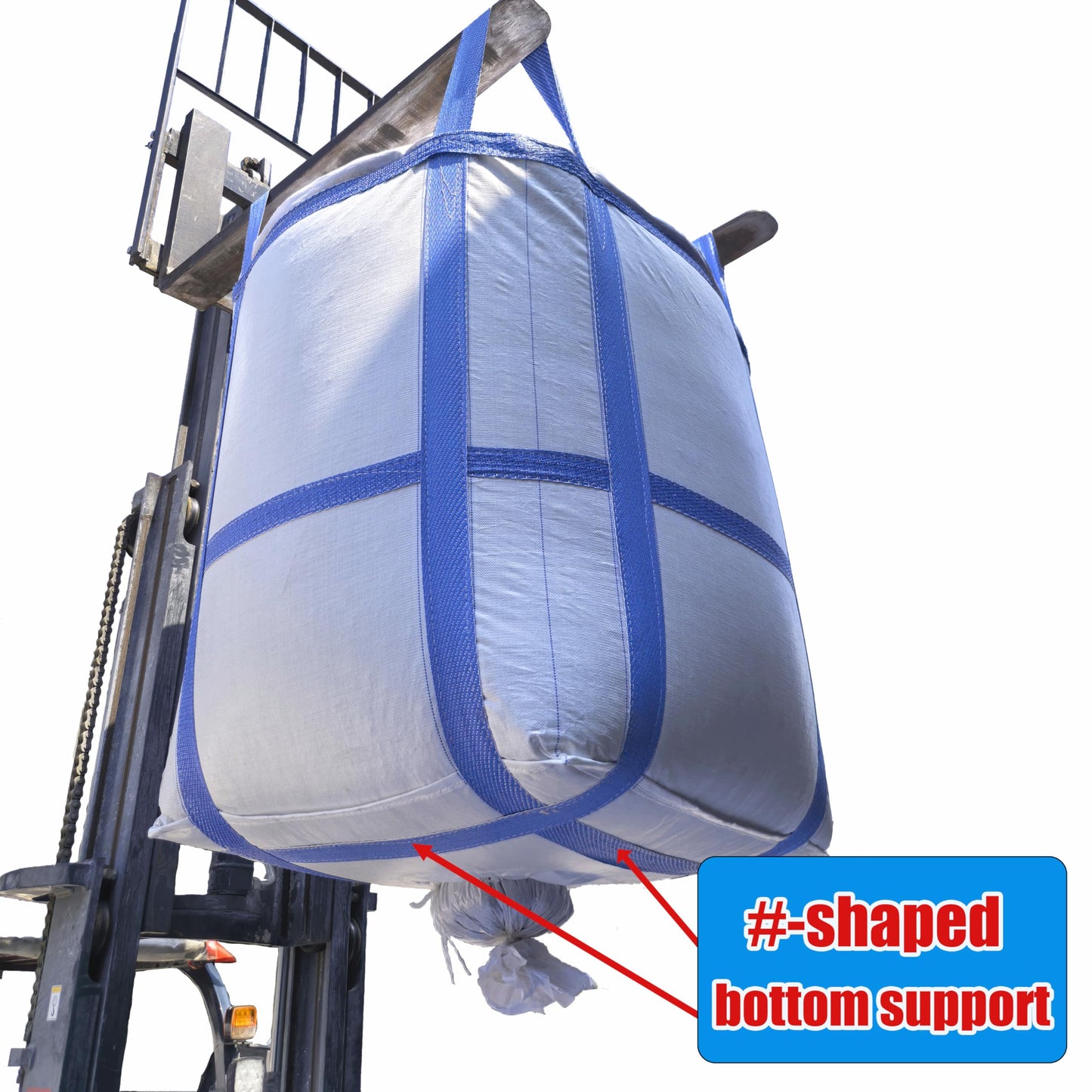 8Pack Aolikebao FIBC Bulk Bag,2 Ton Bag,35.4"L x 35.4"W x 43.3"H,4400lbs SWL Safty Factor 3:1,Woven Polypropylene Bags,Duffle Top #-Shaped Spout Bottom