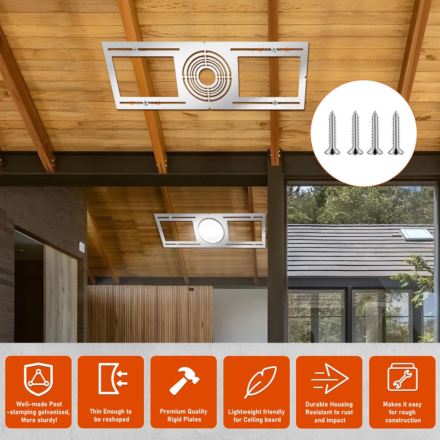 New Construction Mounting Plate, 2-3-3.75-4-5-6 Inch, 48pc, LED Recessed Lighting Housing Plate for New Construction and Remodeling, Shallow Recessed Led Lighting Plate