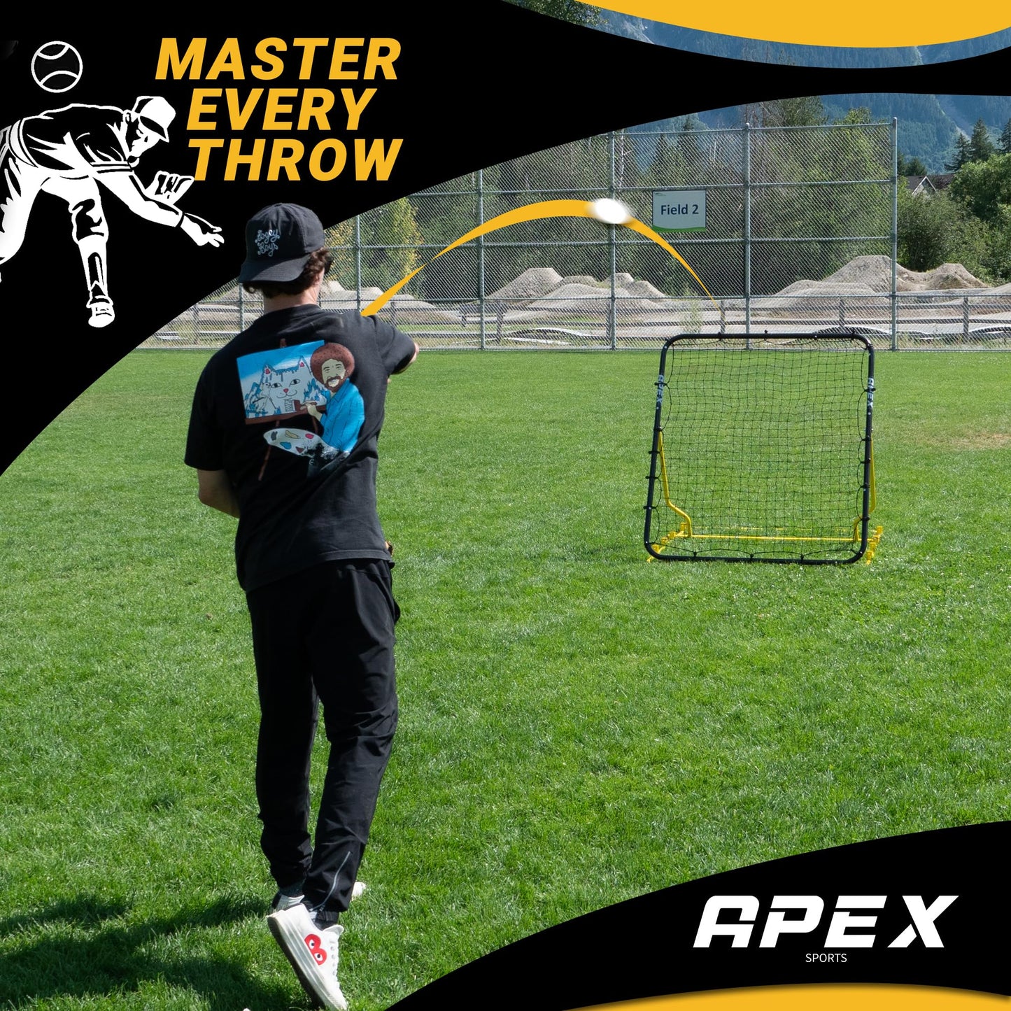 Apex Sports 4x4.5 Ft Baseball Rebounder, Multi-Sport Trainer for Soccer and Volleyball, Adjustable Angles, Easy Storage, Durable Construction, Enhances Agility, Precision, Reflexes, Solo Practice