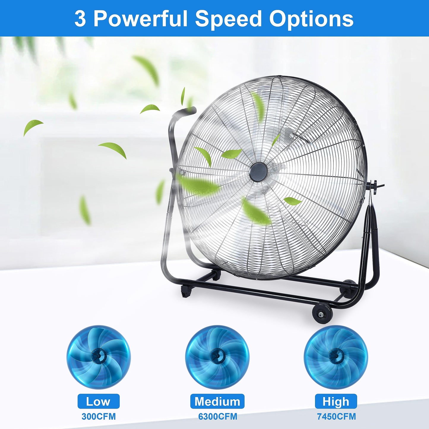 Simple Deluxe Dynamic 30-Inch Floor Fan with Roll Booster - Industrial-Grade Airflow, 360 Degree Adjustable Tilt, and Portable Design for Rapid Cooling and Flexible Air Circulation