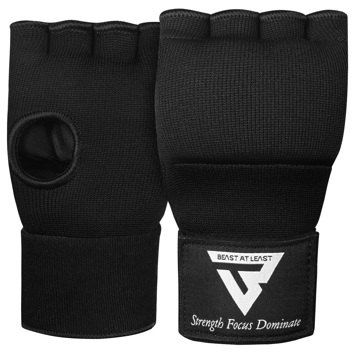 Gel Boxing Hand Wraps Inner Gloves for Men and Women, Quick 76cm Long Wrist Straps, Elasticated Padded Boxing Wraps for Muay Thai, MMA, Kickboxing, Martial Arts (Black, L/XL)