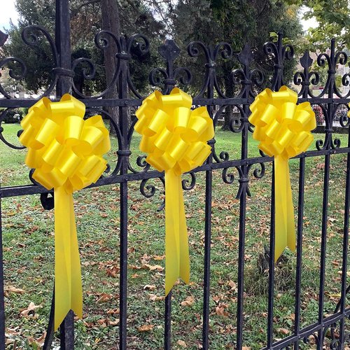 Big Decorative Yellow Pull Bows - 9" Wide, Set of 6 | Perfect for Parties, Weddings, and Fundraisers