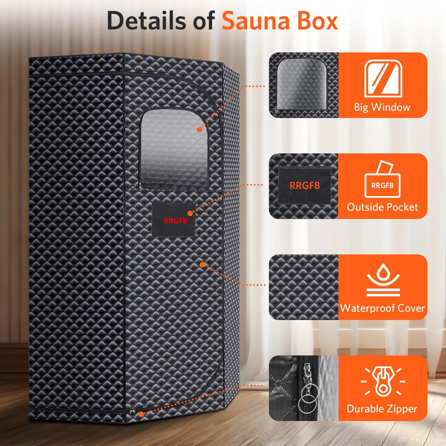 RRGFB Portable Sauna for Home, Portable Steam Tent for Home Detox and Relaxation, Includes 3L Steamer, Remote Controller, Folding Chair, Adjustable Timer 1-60 Min, Large Size