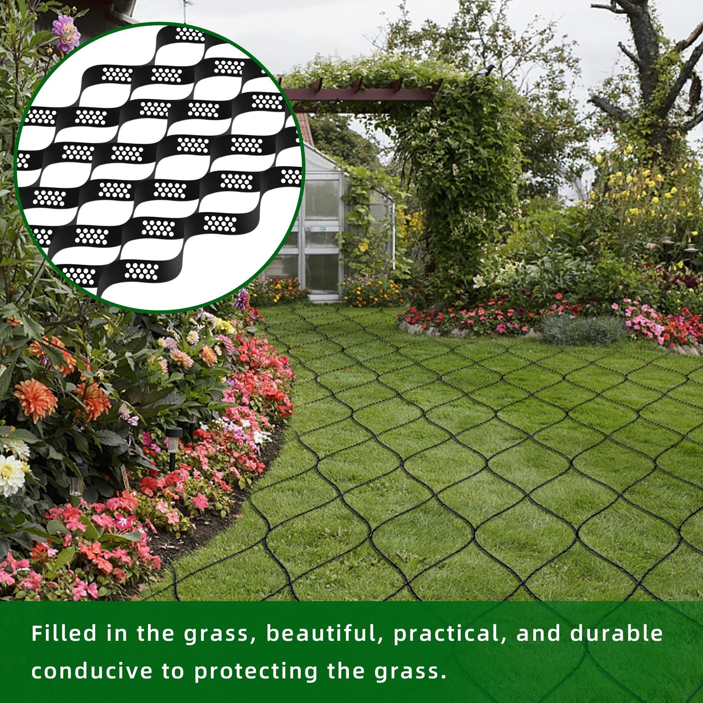 Tmovjxv 9.8x32.8ft 321 sq ft Gravel Ground Grid -2 Inch Thick Geo Grid Driveway Stabilization Grids - Driveway Grid System for Garden Landscaping Parking Lots Slope Driveways Slope