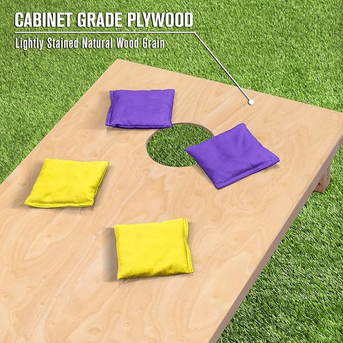 GoSports Regulation Size Wooden Cornhole Set with Natural Wood Finish - Includes Carrying Case